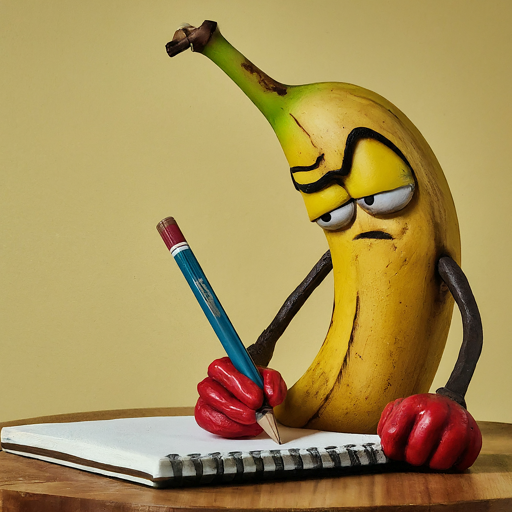 a banana taking notes